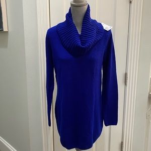 H&M Royal Blue Cowl Neck Tunic Sweater SZ M